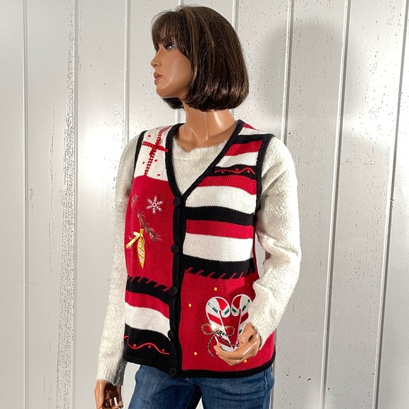 * Holiday Editions Christmas Women’s Vest Sweater Sz S - Picture 7 of 15